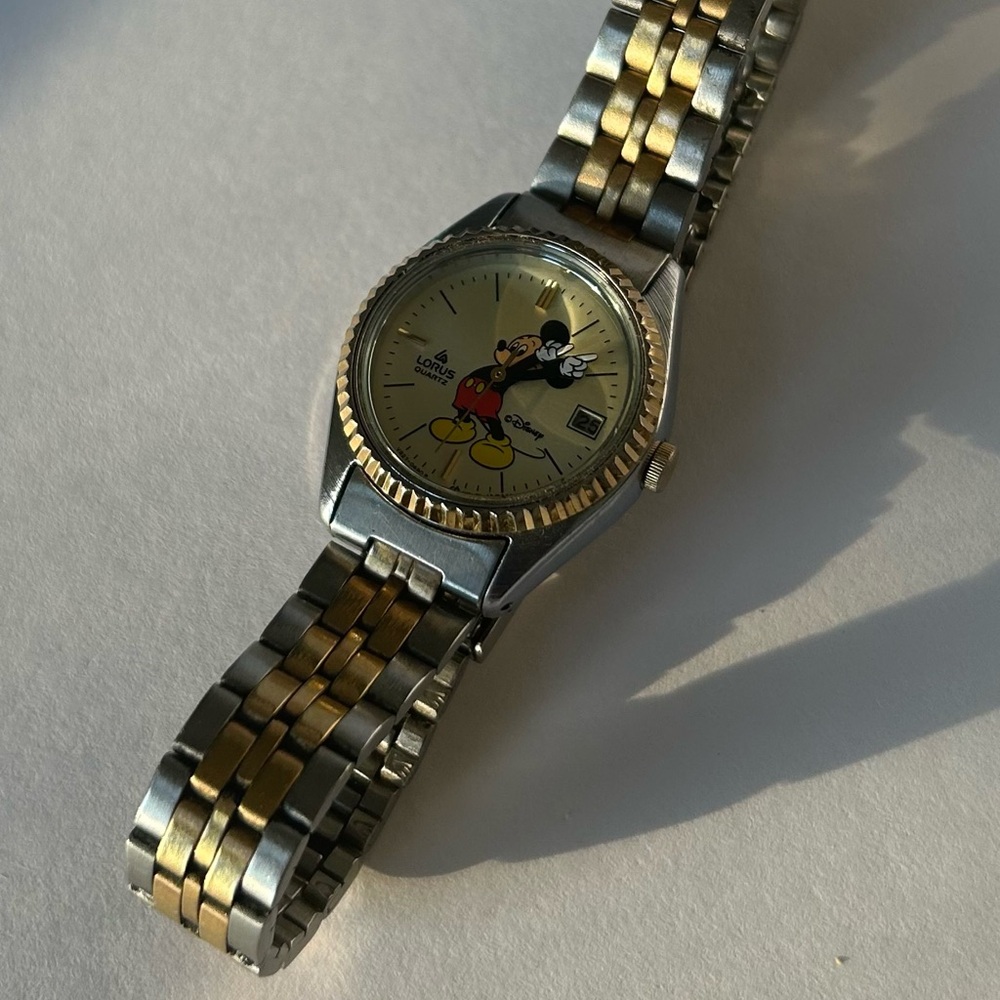 Lorus Vintage Disney Two-Tone Gold and Silver Mickey Mouse Bracelet Watch - Picture 2 of 7